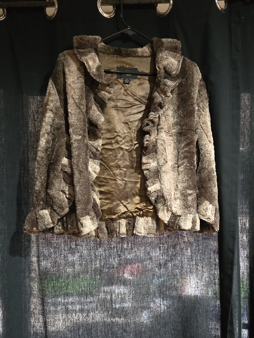 Soft Ruffle Faux-Fur Cape Jacket - Brown - Damselle New York